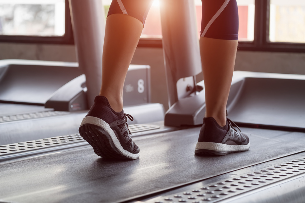 Close Up of Person Using Treadmill